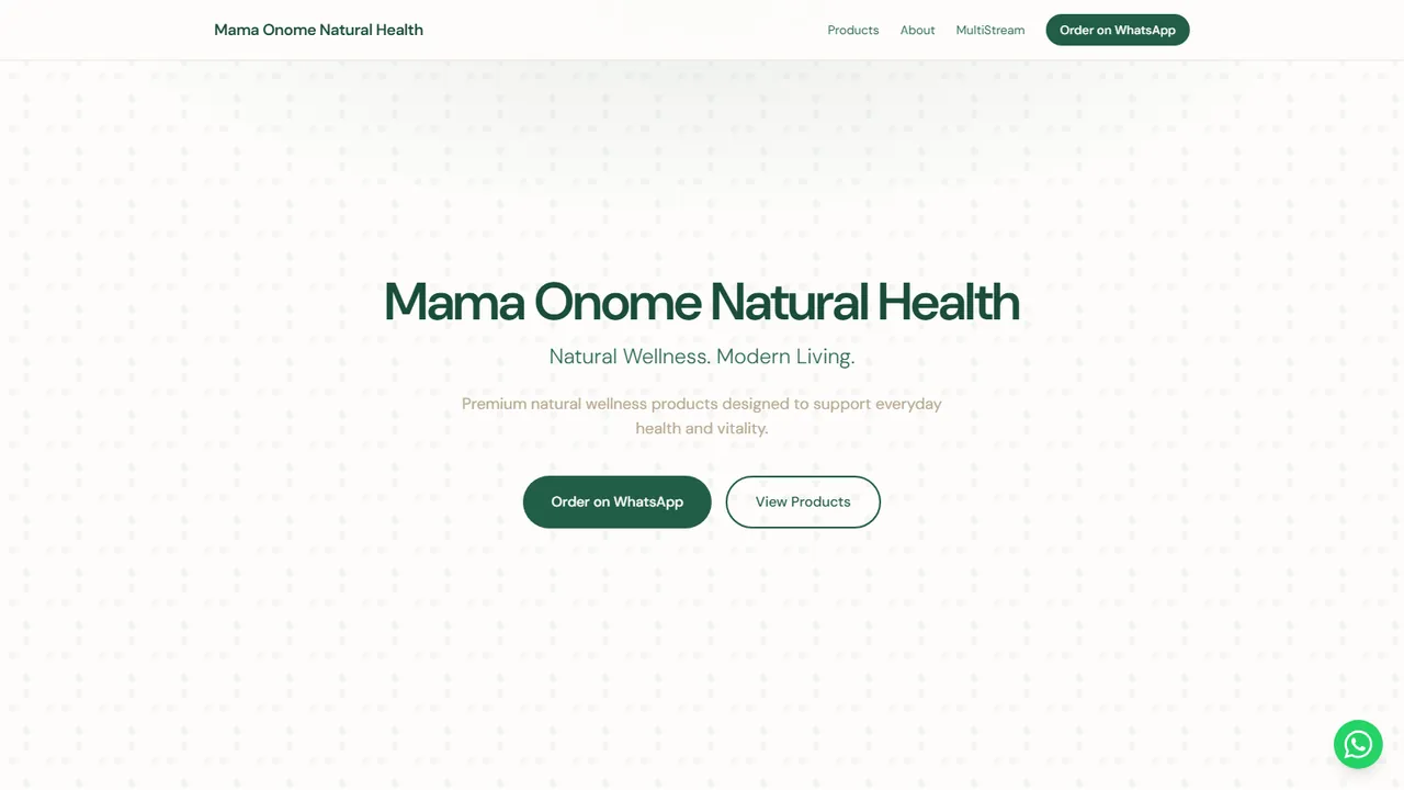 Mama Onome Natural Health website homepage