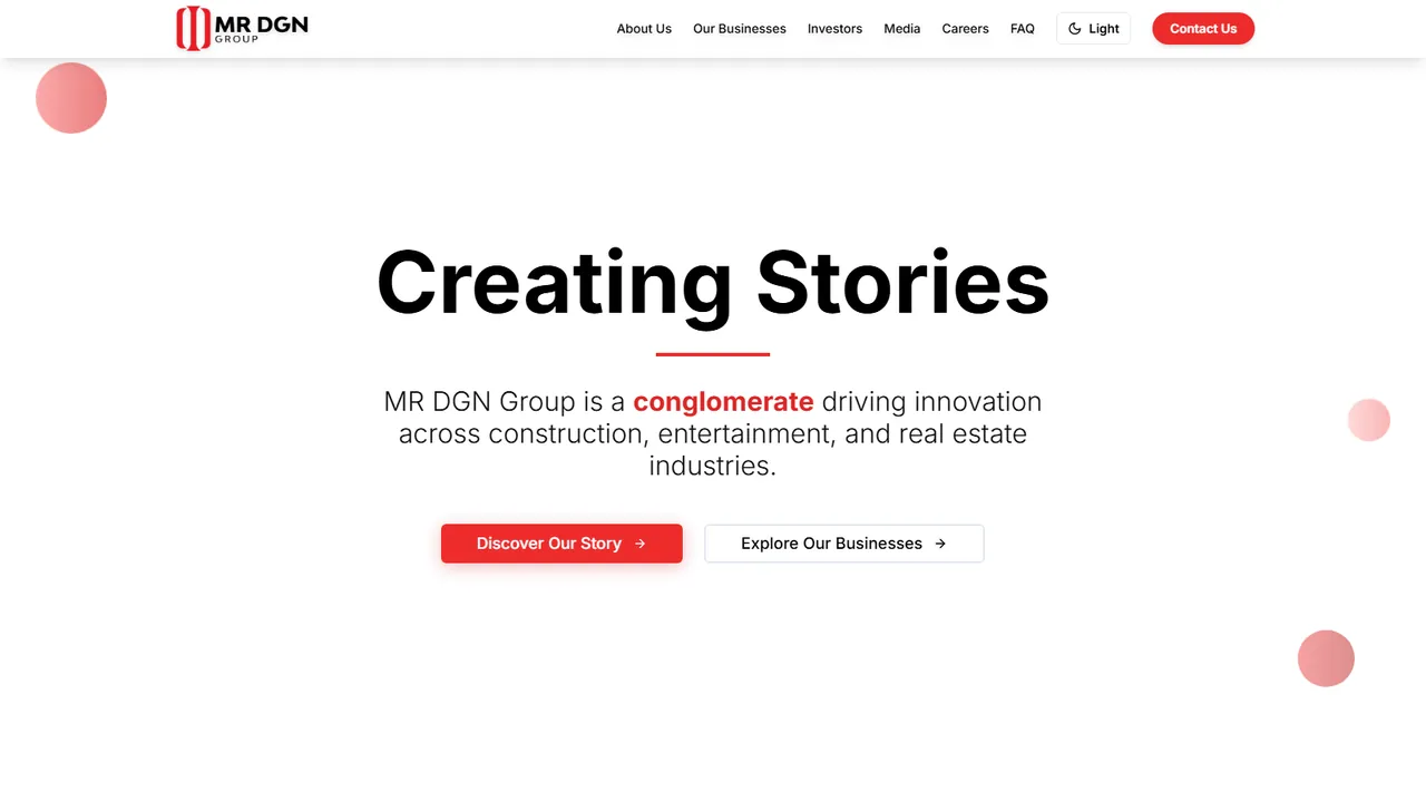 MR DGN Group website homepage